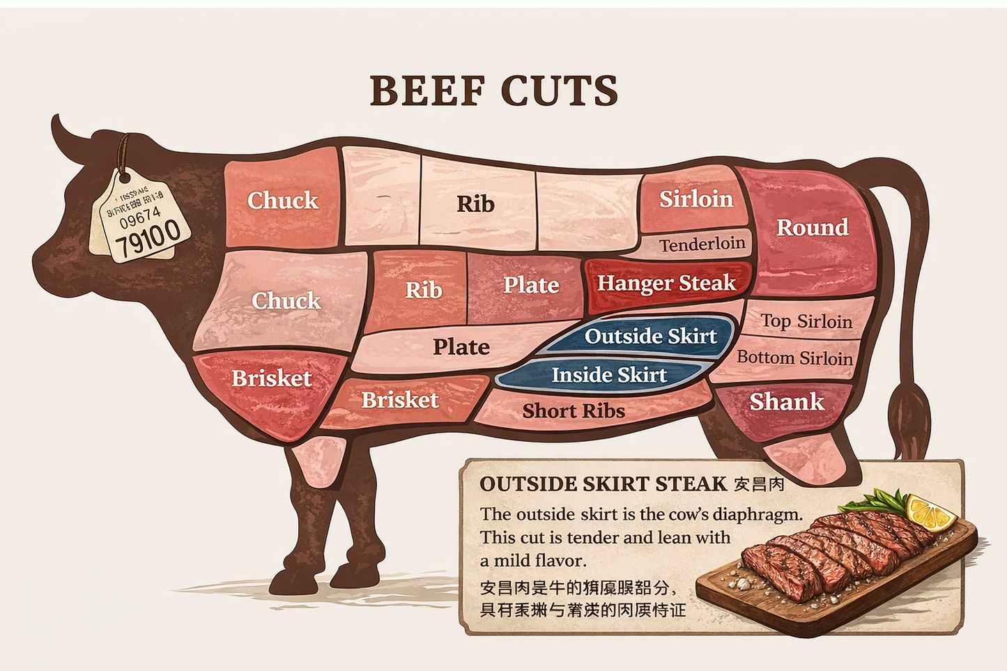 NZ Premium Skirt Steak BBQ Cut 500g | 牛裙肉
